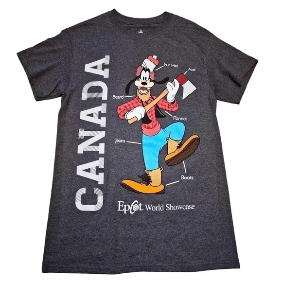 Disney Parks‎ Lumberjack Goofy Canada T-Shirt - Size Small - Gray - Picture 1 of 3